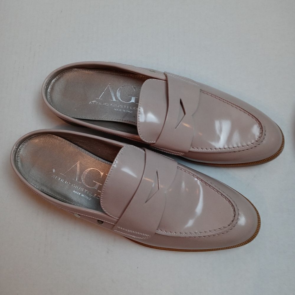 AGL Stud Trim Penny Loafer Mule In Pale Raby